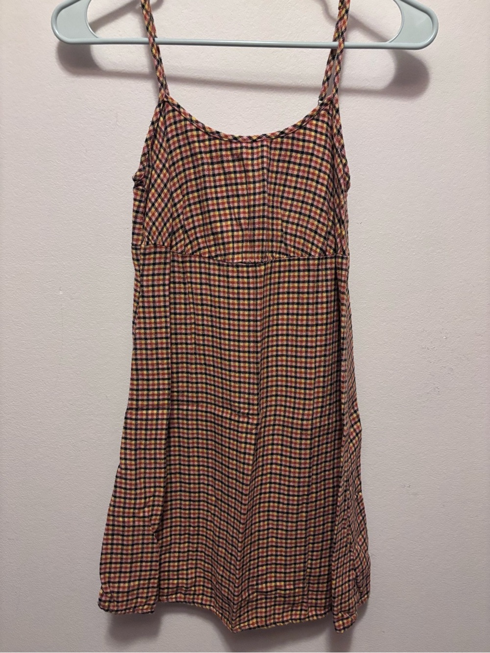 wild fable Plaid Spaghetti-Strap Mini Dress in Yellow, Black, Peach